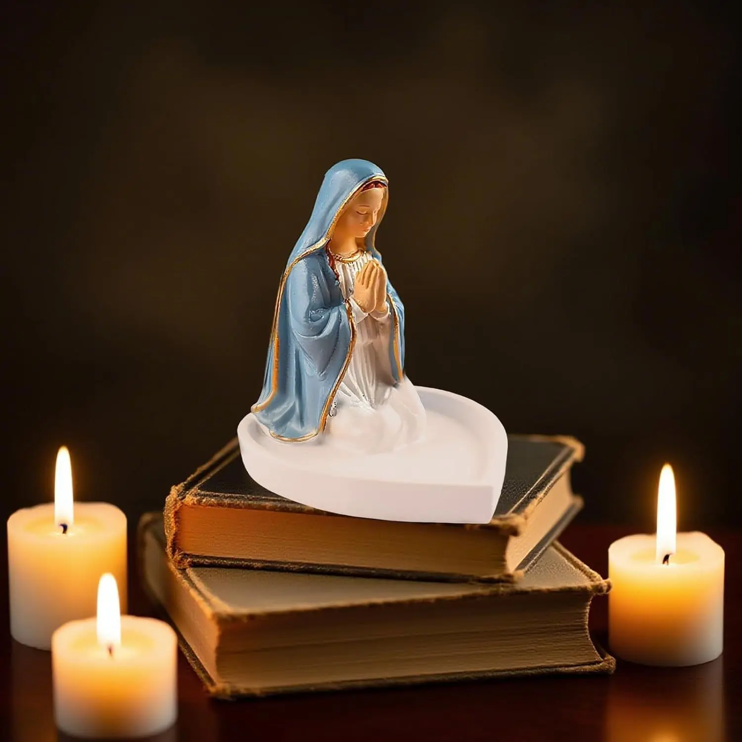 Virgin Mary Rosary Holder, 5.5" Virgin Mary Statue, Blessed Mother Figurine, Perfect Catholic Gift for Women, Ideal Catholic Home Decor, Religious Decorations