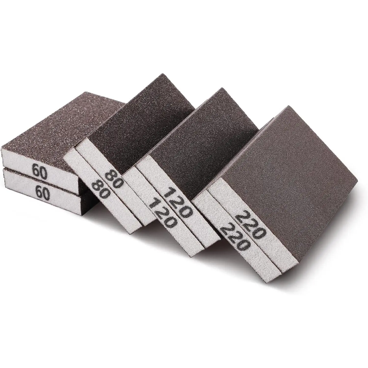 8 count Sanding Sponge, Sanding Blocks of 60/80/120/220  Grits, Flexible & , Sandpaper Block for  Drywall Metal, Hand Sand Block for Wet or Dry Sanding, Flat or Curved Surfaces