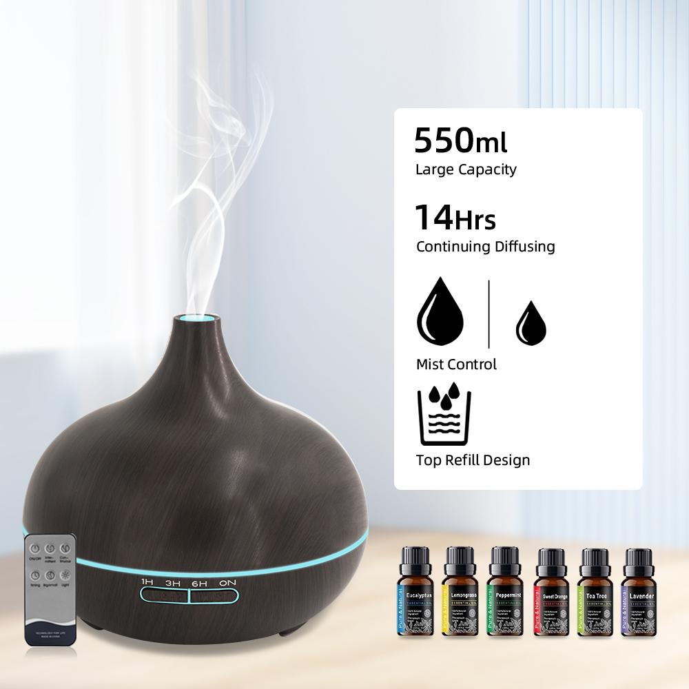 The Aromatherapy Gift Set  2 Cool Mist Diffuser & Humidifiers with 7-Color LED Mood Lights & Sound Wave Therapy for Bedroom, Office, Yoga