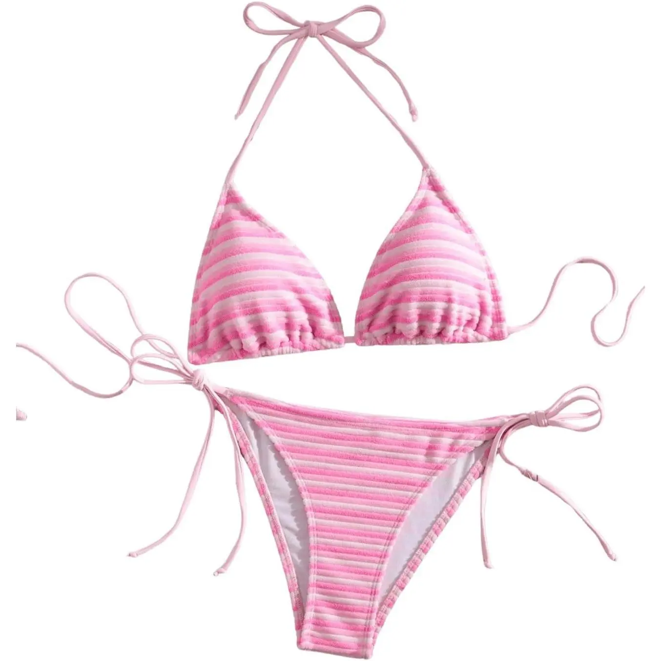 Women's 2 Piece Swimsuit Floral Print Halter Tie Side Triangle Bikini Set