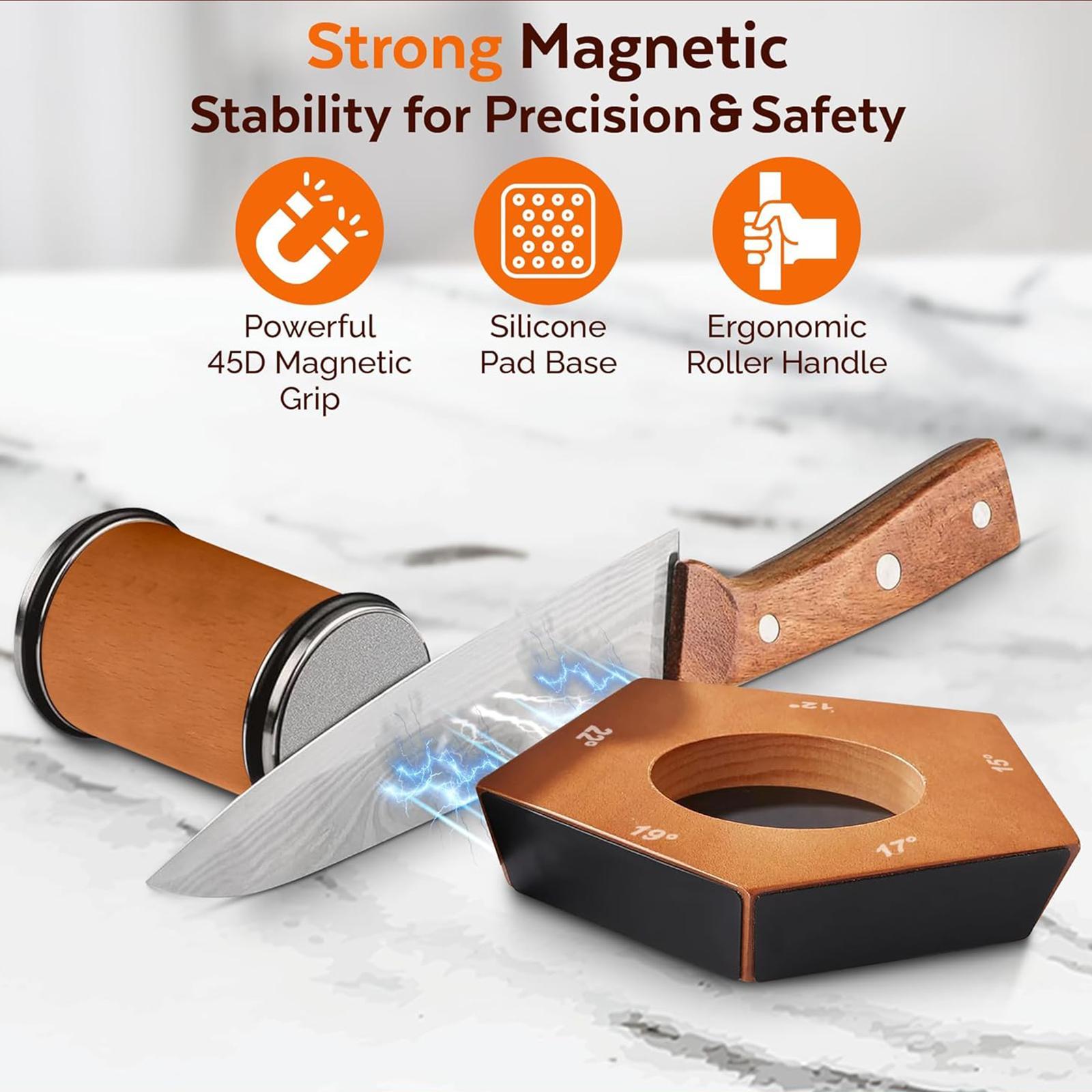 5-sided Rolling Wheel Knife Sharpener, 1 Set 4-angle Sharpening Knife Sharpener with Fixing Disc & Roller, Easy To Use Knife Sharpening Tool for Kitchen