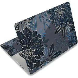 Laptop Decal Sticker Skin Cover Fits 12" 13.1" 13.3" 14" 15" 15.4" 15.6" Laptop Netbook Notebook PC Vinyl Art Protector with 2 Wrist Pads Removable Reusable Dahlia Flowers