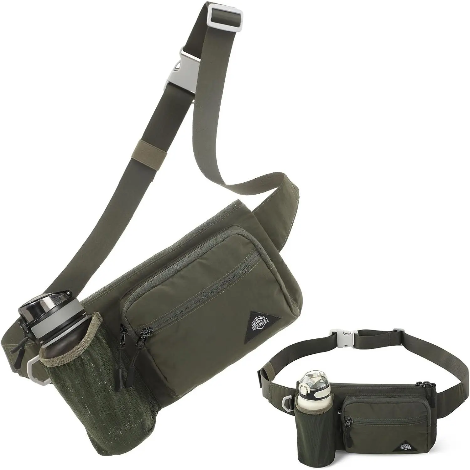 Pack with Water Bottle Holder for Men Women  Bag Running  Pack  for Outdoor Travel Cycling Climbing Walking Fit  Phones (Bottle Not Included) (Green)