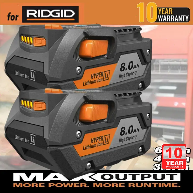 high quality  2 PACK For Ridgid 18V R840085 8.0Ah Lithium-ion Battery Rigid 18Volt R840087  Upgraded 8000mAh Replacement for Ridgid 18V Battery Compatible with Ridgid 18 Volt Battery R840086  R840083 R840089 AC840085 AC840086 AC840087P AC840089 Drill Tool