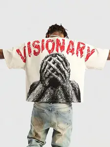 Visionary Dark Art Print Short Sleeve T-Shirt, Spring Summer Fashion Casual Stylish Tee, Streetwear Retro Style, Men's Clothing