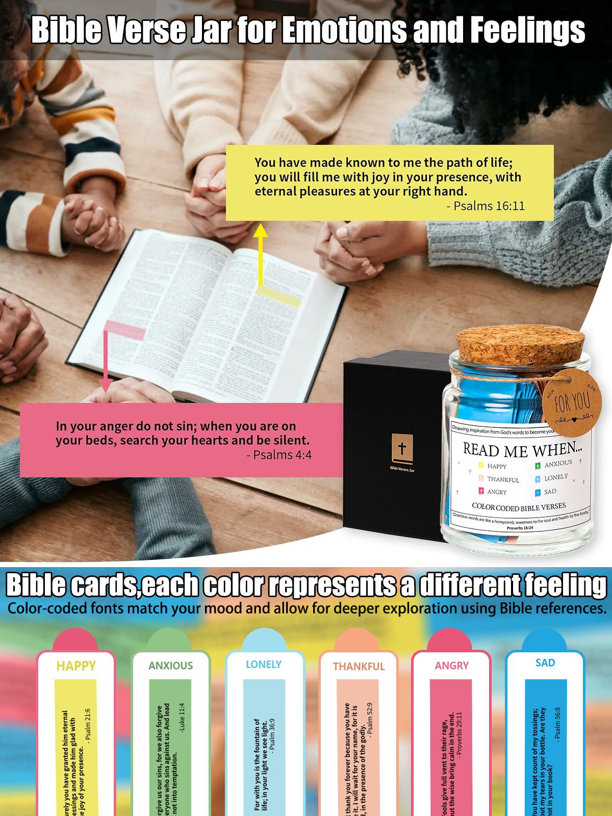 [Christmas Gift] Thick Glass Scripture Jar with Original Text, Anti-Damage Box, Daily Motivational Organiser for Emotions & Feelings, Christian Graduation Gifts for Boyfriend