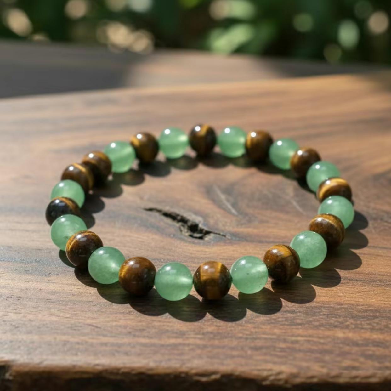 1pc Arpurraina Money Attraction Bracelet |   Green Aventurine & Tiger Eye Colorblock Beaded Bracelets |   Jade Bracelet for Women Men |   Bracelet Stack |   Men Accessories |   Couples Freak Gifts