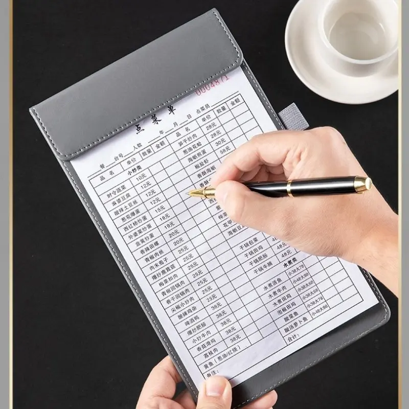 PU Leather Menu Cover with Magnetic Closure, A6 Size Check Display Folder, Durable Server Checkbook for Restaurants, Ideal for Servers
