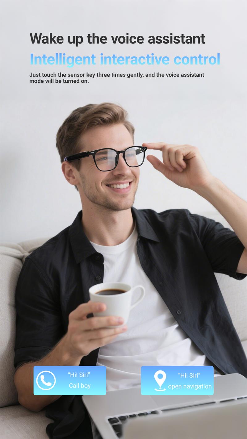 KOIPSSE smart glasses AI translation headphones TWS wireless smart device HIFI sound quality multi-function glasses BT5.4 black technology glasses unisex dual touch rechargeable long battery life can make phone calls sunglasses, Smart Audio Glasses