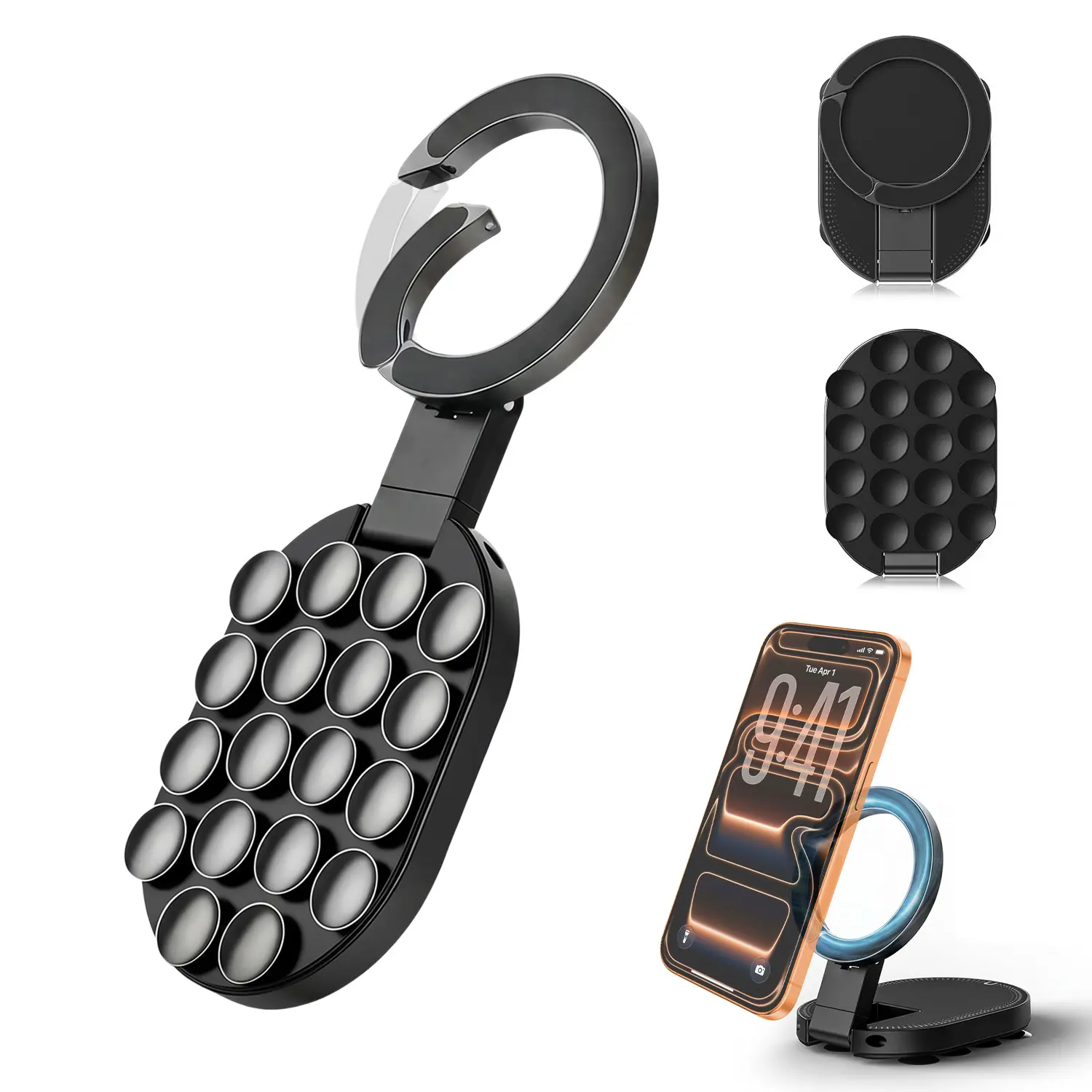 Double-Sided Suction & Magnetic Phone Holder, 3-in-1 Suction Magnetic Phone Holder,360° Rotatable Phone Tripod Mount Magnetic Gym Phone Holder for Car, Mirror, Gym, Kitchen#SummerWins