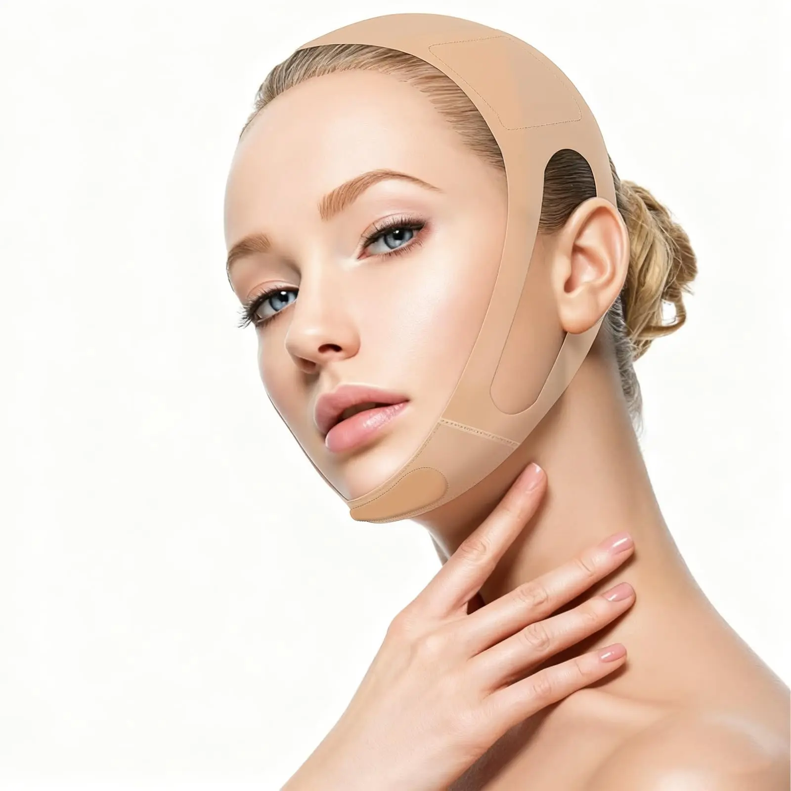 Sleeping Chin Strap with U-Shaped Support Pad, Adjustable Lifting Band for Jaw Contouring, Tighten Double Chin, V-Face Lifter Shaper for Sleep