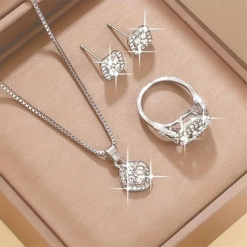 Elegant Pendant Necklace, Earrings and Ring Set, Unisex Style