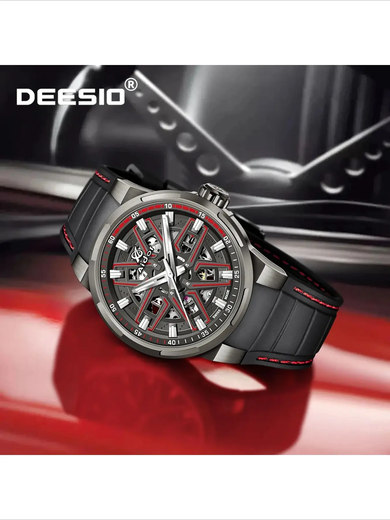 Deesio Men's Automatic Mechanical Watch Large Dial Fashion Stylish Gifts for Men Waterproof Luminous Calendar Wristwatch Clock