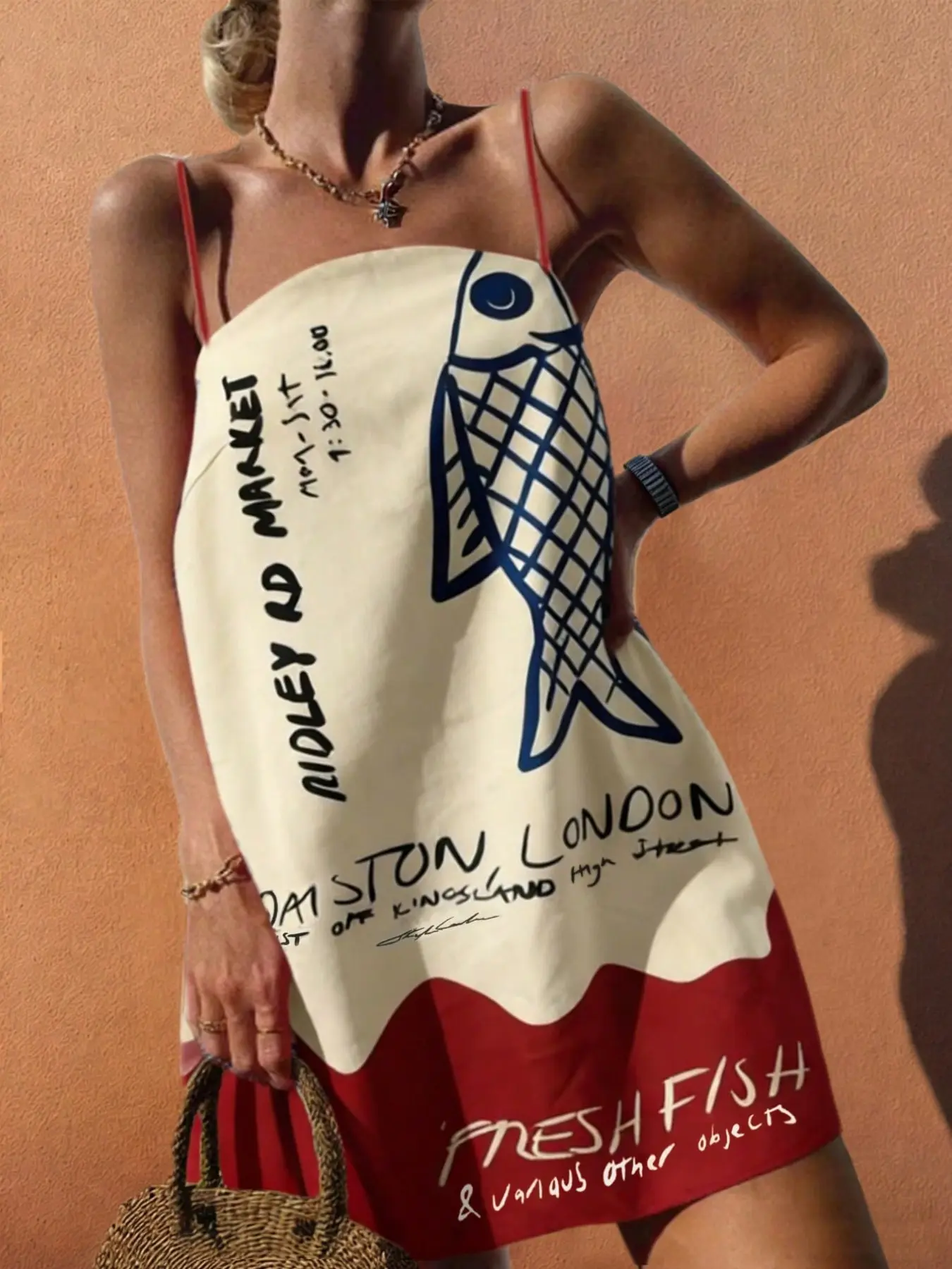 Bohemian Style Chic Casual Women's A-Line Dress, Boho Summer Dress, Boho Fashion, Multi-Color Strappy Print Design, Ideal for Summer & Beachwear, Perfect for Brunch Outing