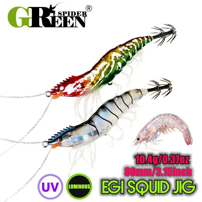 1 PC Squid Jigs Horizontal Luminous Webfoot Octopus Egi Lure, Artificial Hard Bait, Cuttlefish Fishing Hook, Sea Wood Shrimp