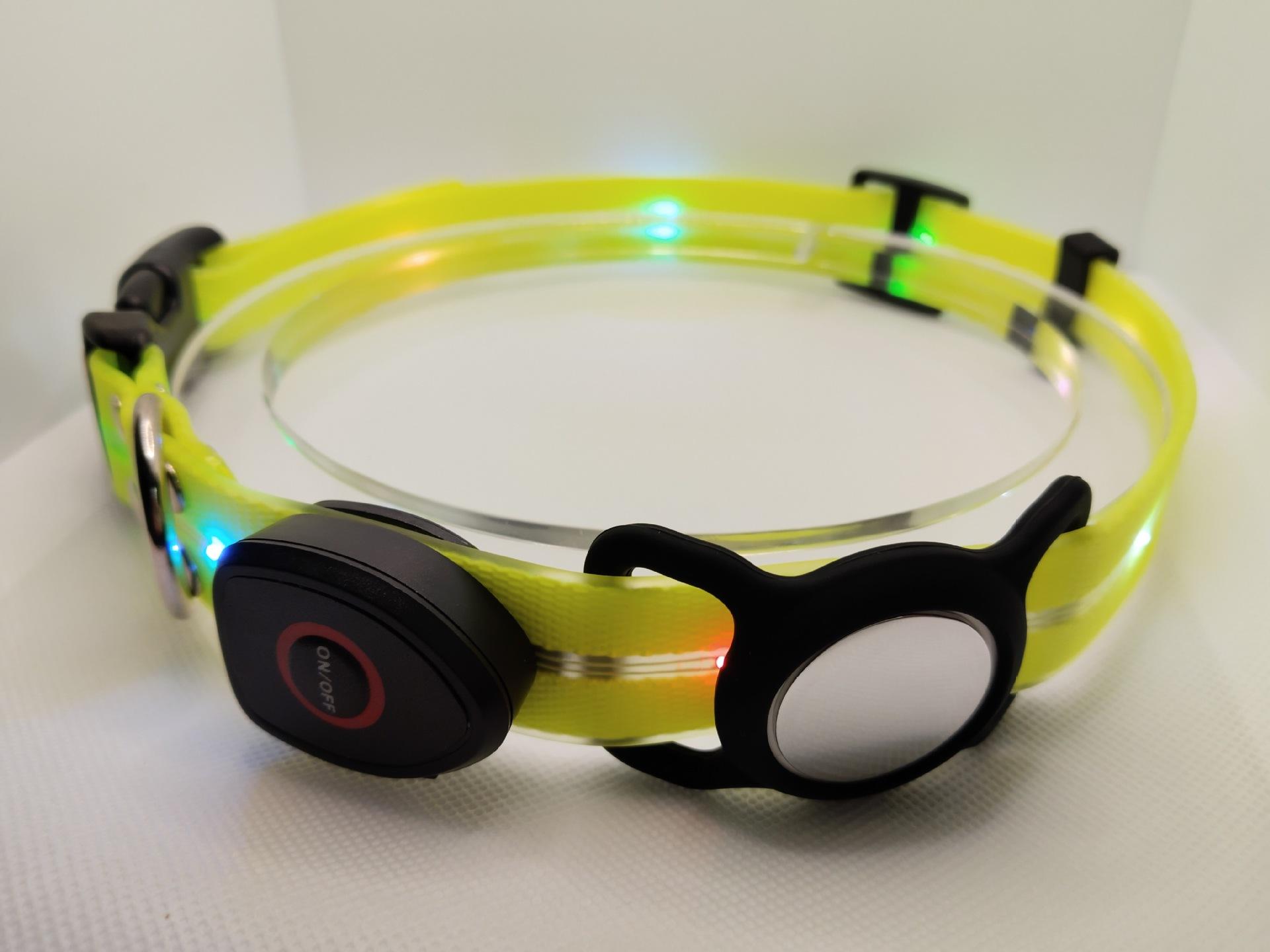 rechargeable luminous leather belt LED flashing collar with adjustable brightness, extremely cool. christmas  collar ball toy duney  leash Adjustable iyoshop  dog harness