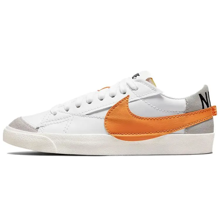 Nike Blazer Jumbo Men's Low-Top Sneakers in White and Orange with Suede Upper, Slip-Resistant Durable Lightweight Comfort Verifiable, with credentials and supporting global authentication