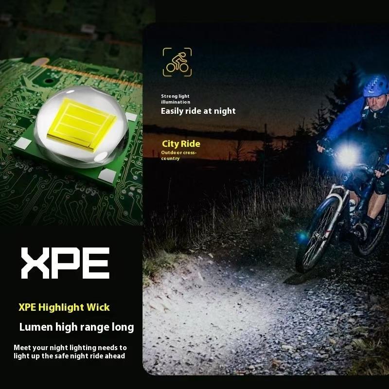 Solar Powered Bike Light, 1 Count Waterproof Bicycle Headlight with 120db Horn, High Brightness 80m Visible Floodlight Range USB Charging Bike Light