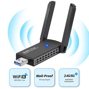 2026 New 1300Mbps USB 3.0 11ac Wireless Network Card,Dual Band 2.4G/5G WiFi Wireless Network Dongle with 5dBi Dual Enhanced Antenna,Network Card for PC Laptop Desktop Wireless Adapter Dongle