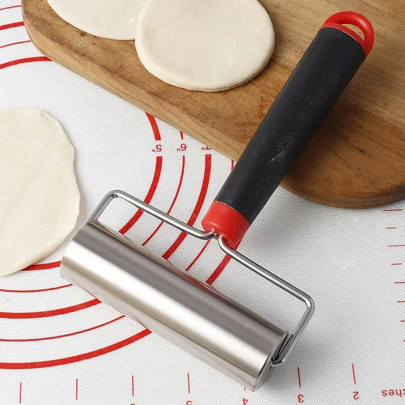 Stainless steel rolling pin - Multi-functional T-shaped baking and dumpling wrapper cylindrical roller, suitable for use in kitchens and restaurants, perfectly suitable for pizza, bread and cookies, Baking Utensils | Essential kitchen tool