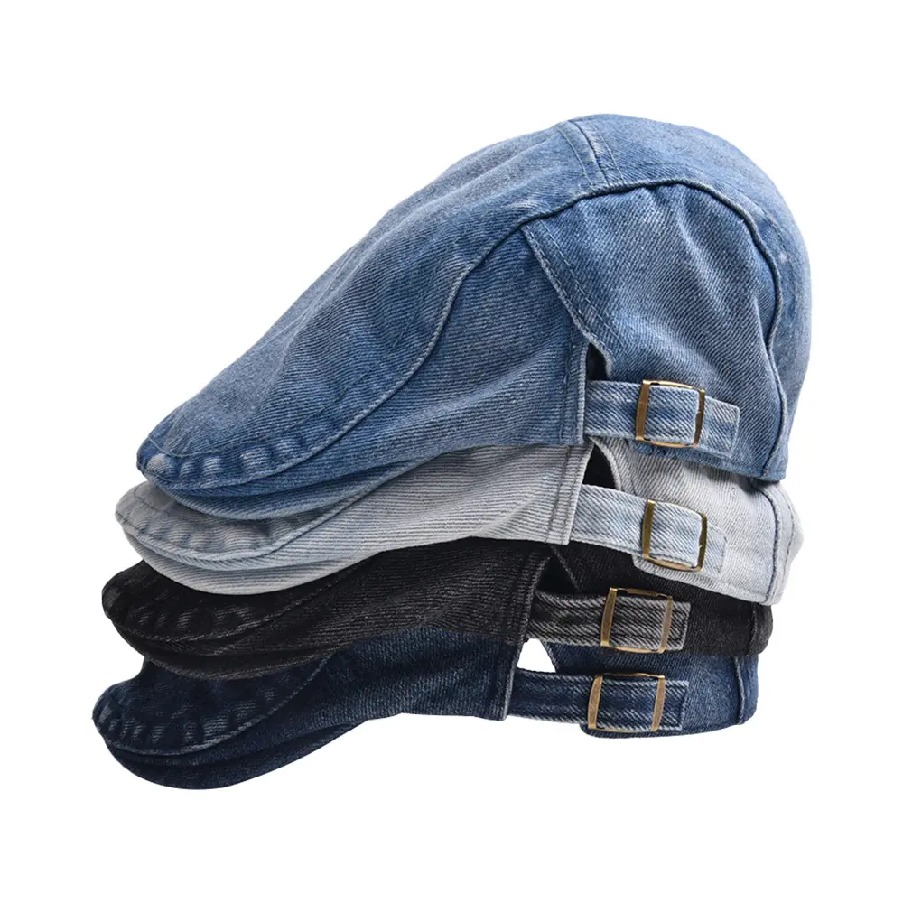 Effortless Glamour Black Denim Flat Cap Vintage Newsboy Hat Y2K Viral Baddie Streetwear Classic Ivy Driving Cap Adjustable Retro Cabbie Beret tiktokshopbacktoschool