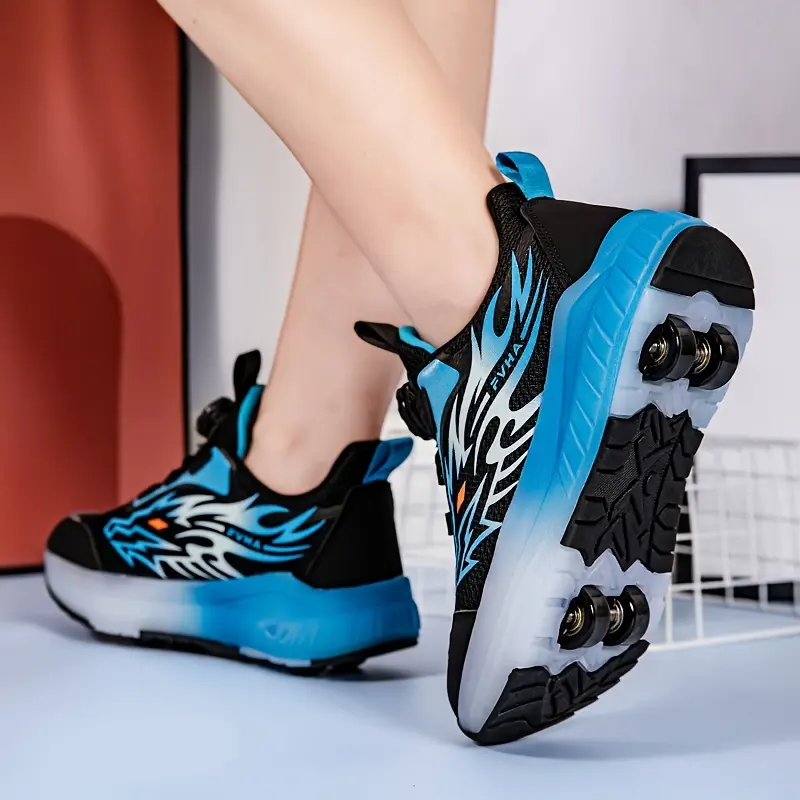 Boys' Inline Skates, 4-Wheel Walking Shoes, Ice Skates