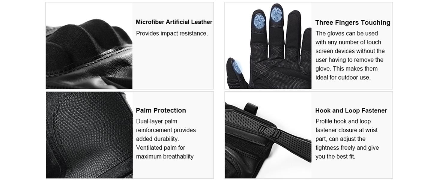 Men's Tactical Motorcycle Gloves - Ultimate Protection & Touchscreen Capability for Outdoor Sports, Climbing, Hunting, and More
