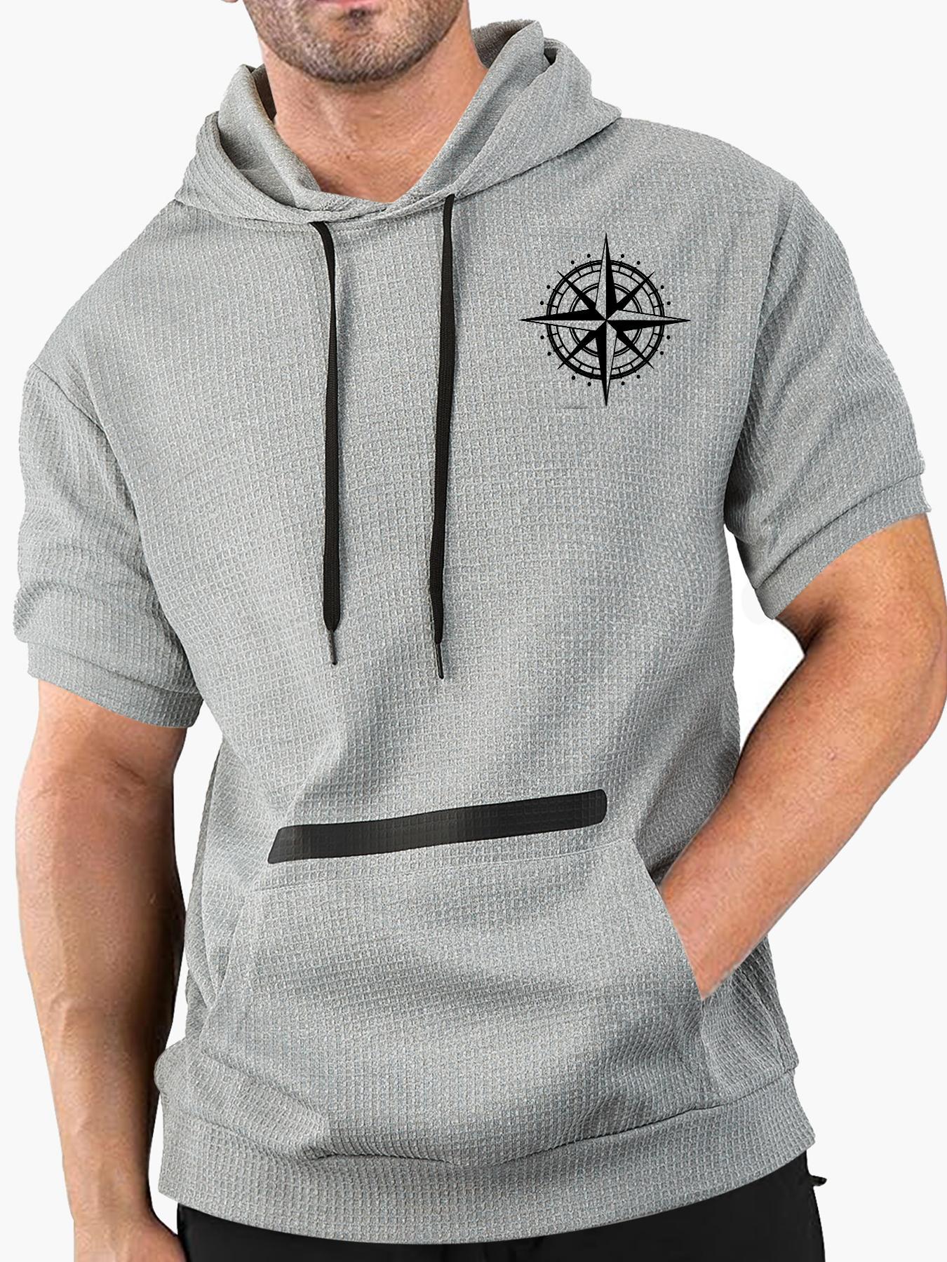 Men's Regular Fit Hoodie Tee, Casual Comfy Hooded Short Sleeve T-Shirt for Summer, Fashion Menswear Men's Top for Daily Wear