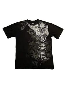 Classic Y2K Gothic style printed loose print T-shirt, high street shirt, Gothic round neck top, men's and women's new T-shirt