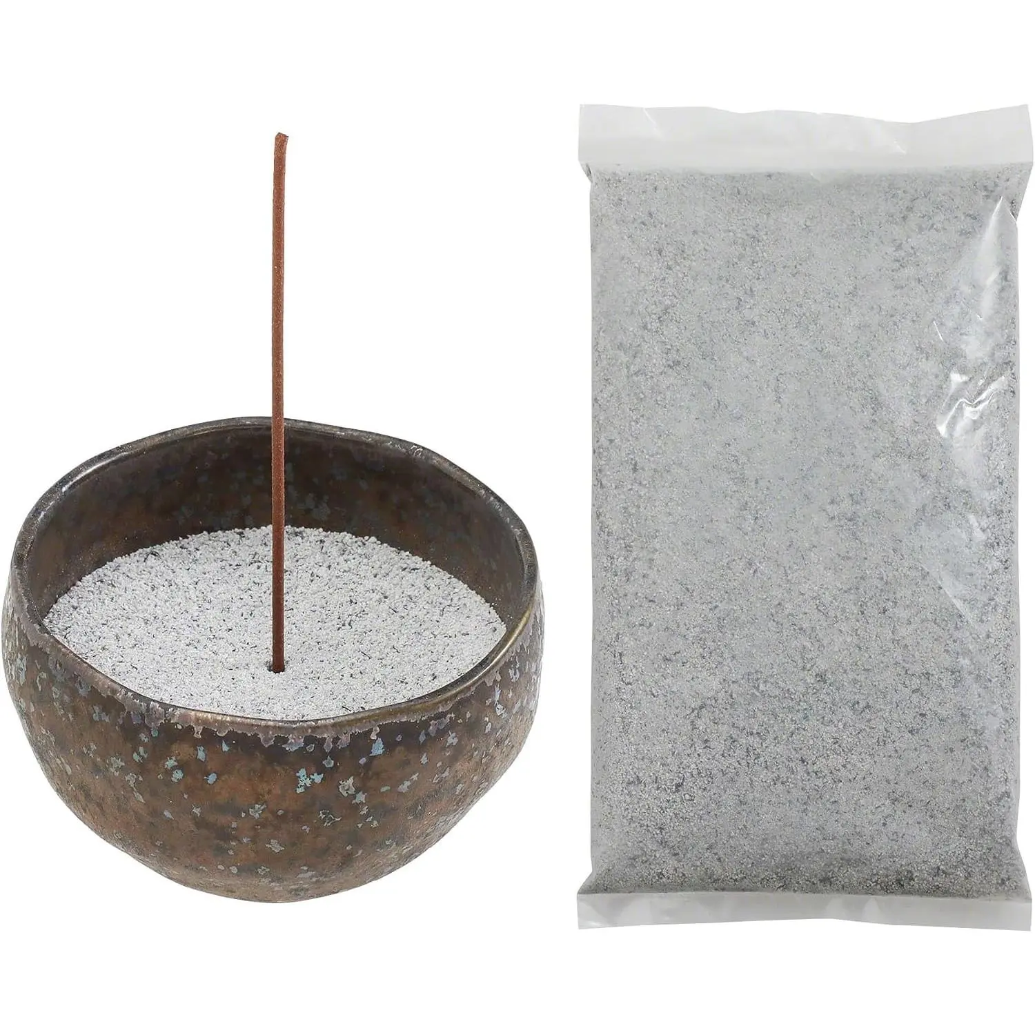 Asayu Japan Incense Burner Kit with 50g Grey Incense Ash & Incense Bowl, 100% Zen Made in Japan, Japanese Ceramic Incense Holder Sand Set for Incense Sticks and Resin