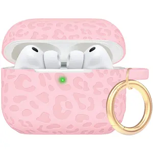 AirPods Pro 3 Leopard Print Silicone Case with Keychain, Protective Cover for AirPods Pro 3, Durable and Stylish Accessory