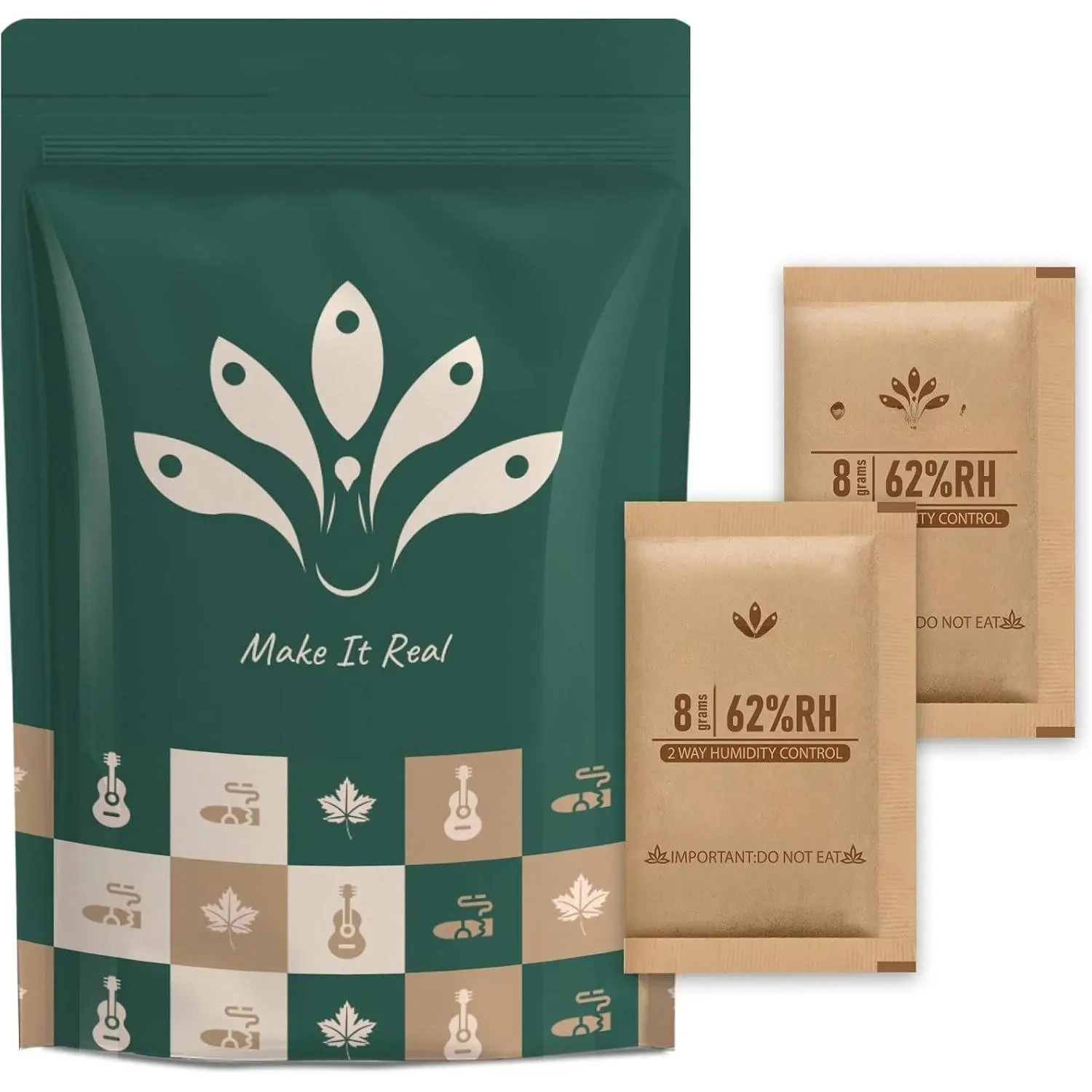 62% RH,8 Gram (10 pcs) Two-Way Humidity Control Packs,  Paper Wrapped –  Balancer for Airtight Jars, Storage Bags & Containers