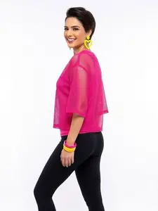 80s Neon Mesh Crop Top Set, Retro Disco Dance Shirt for Women, 80s Theme Party Halloween Cosplay Costume, 4 Colors