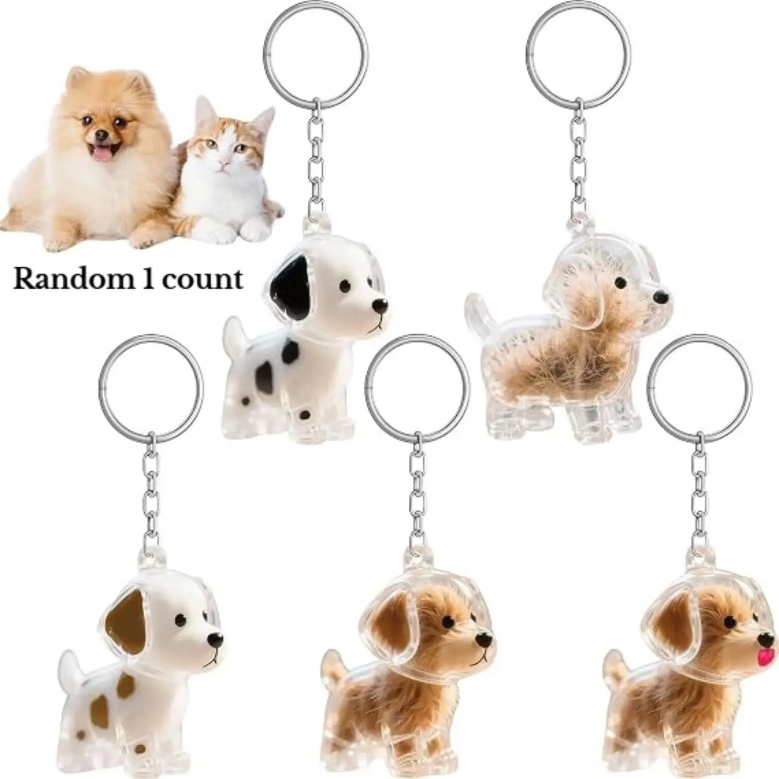 Dog Hair Collector Keychain Charm Memorial Storage Box, Dog Hair Memory Capsule Ornament Bottle, Transparent Cute Pet Fur Collection Keepsake Capsule, Dog Hair Holder Keyring, Cute Keychain Accessory