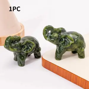 Natural Qingyu Elephant Statue - Hand-Carved Healing Crystal Figurine with Reiki Energy, 1-Size Home Ornament, Indoor Recreation Festive St. Patrick's Day Gift