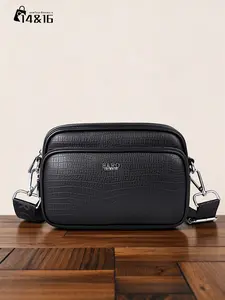 Men's Fashion PU Shoulder Bag, Geometric Pattern, All Seasons, Luxury Mailbag, Casual Crossbody Bag, Gift for Husband, Birthday, Festival