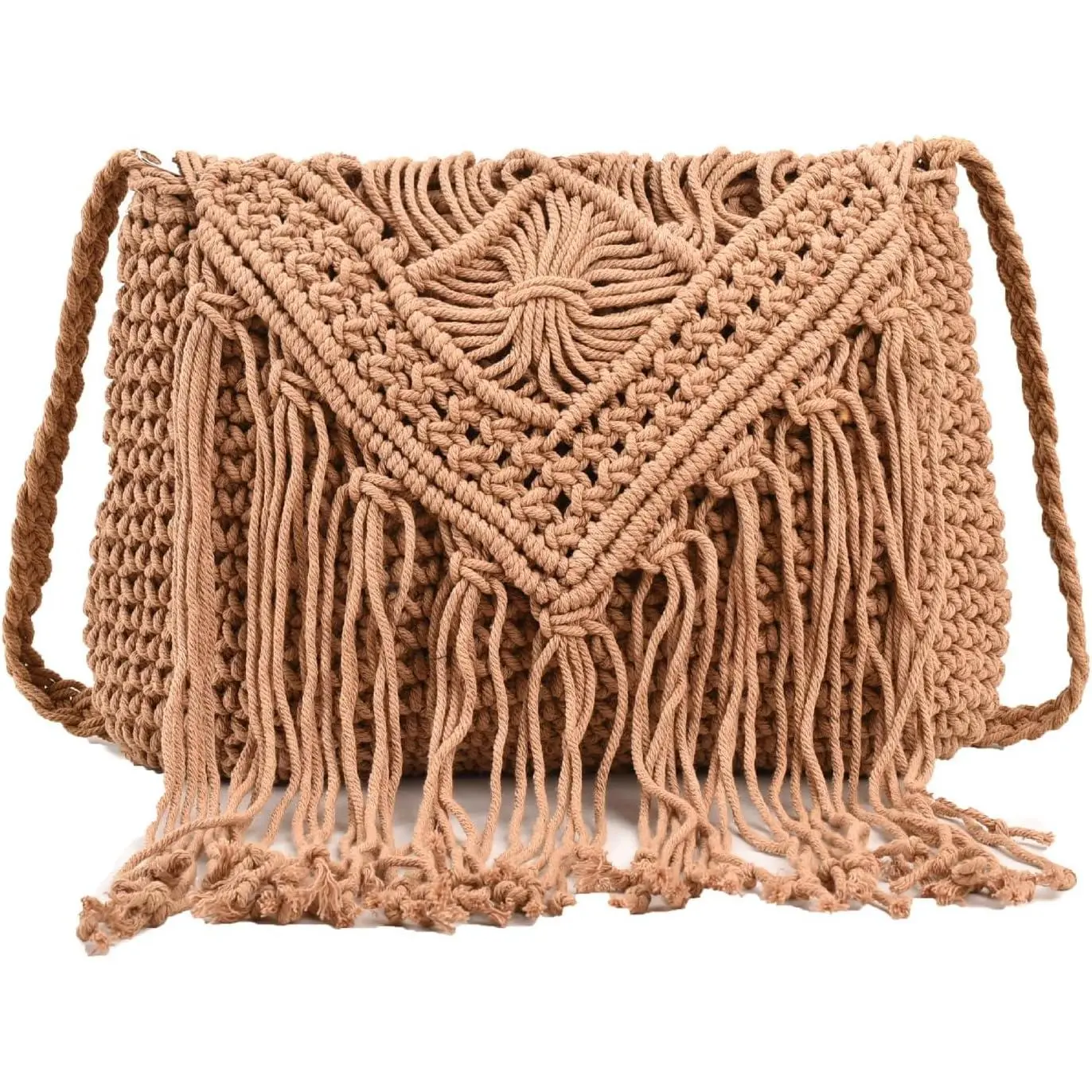 Crochet Crossbody Purse for Women Macrame Hobo Purse Handwoven Boho Summer Beach  Bag Tassels Crochet Tote Handbag