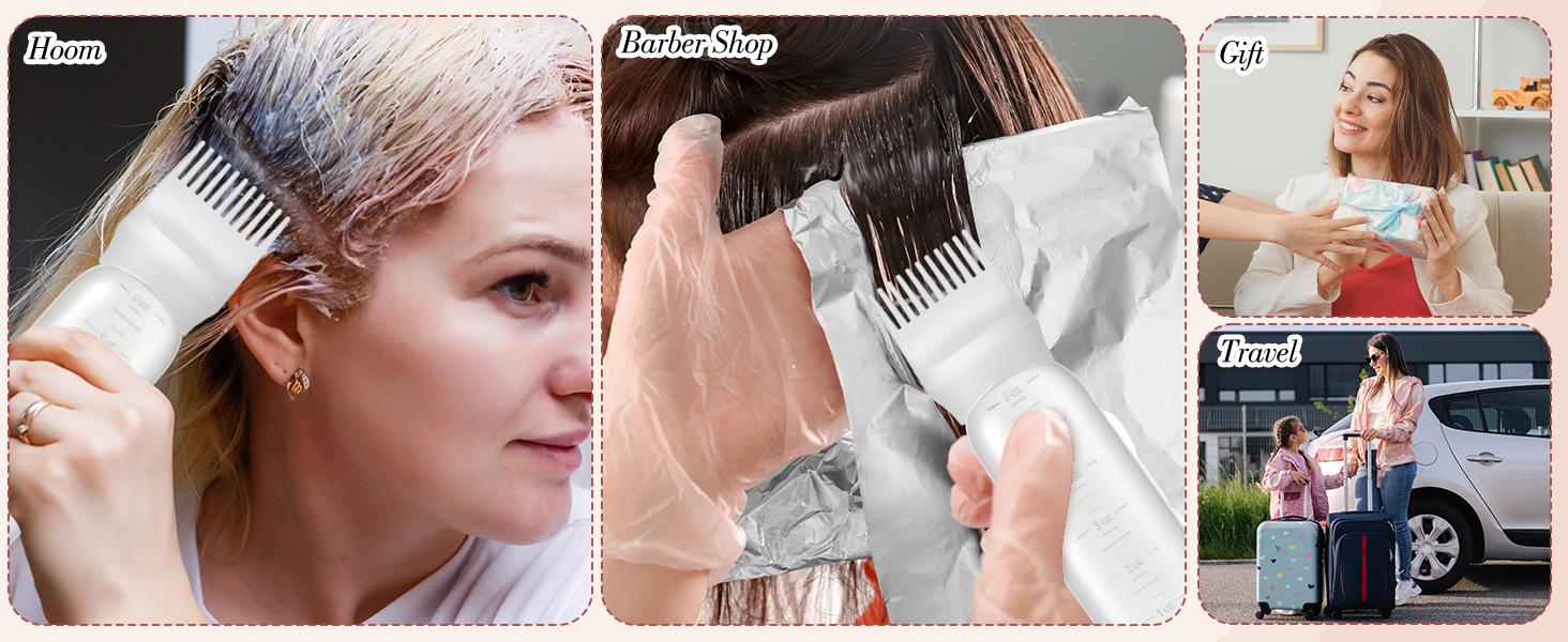Eenty 2 Pack Root Comb Applicator Bottle, 6 Ounce Oil Applicator for Hair Dye, Hair Oiling Applicator Hair Coloring Brush Bottle with Graduated Scale
