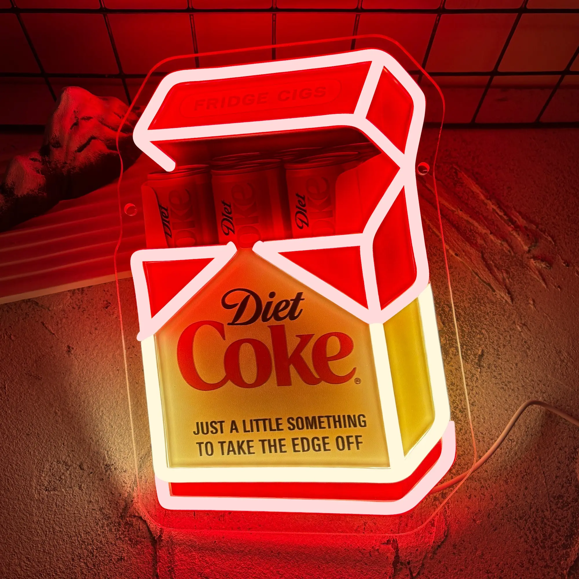 Fridge Cigs Neon Sign Dimmable LED Drink Light Ambience Light Bar Party Wall Art Decorative Neon Sign, USB Powered