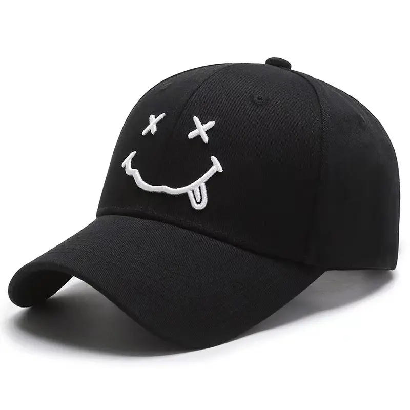 Unisex 3D Embroidered Smiley Face Baseball Cap - Adjustable Trucker Hat, Sun Protective Outdoor Sports Headwear, Adjustable Size
