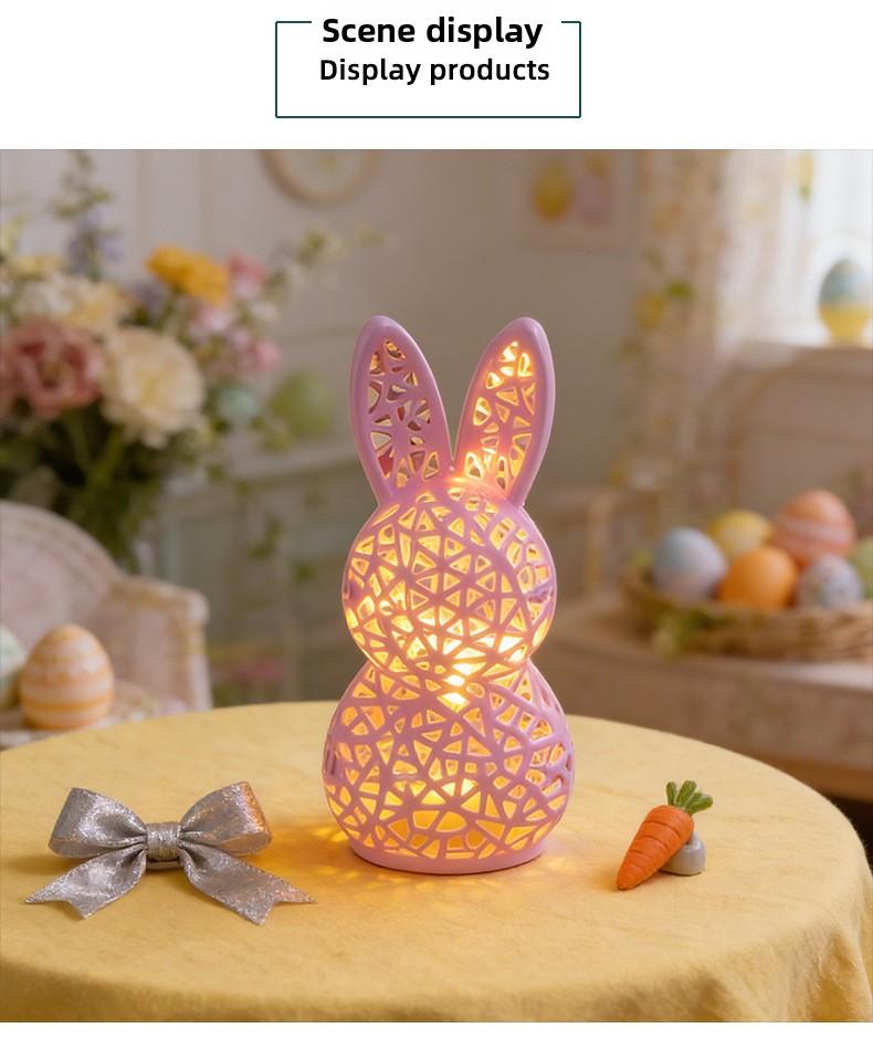 3D Printed LED Easter Hollow Rabbit Lamp, Festive Rabbit Party Decoration Ornament