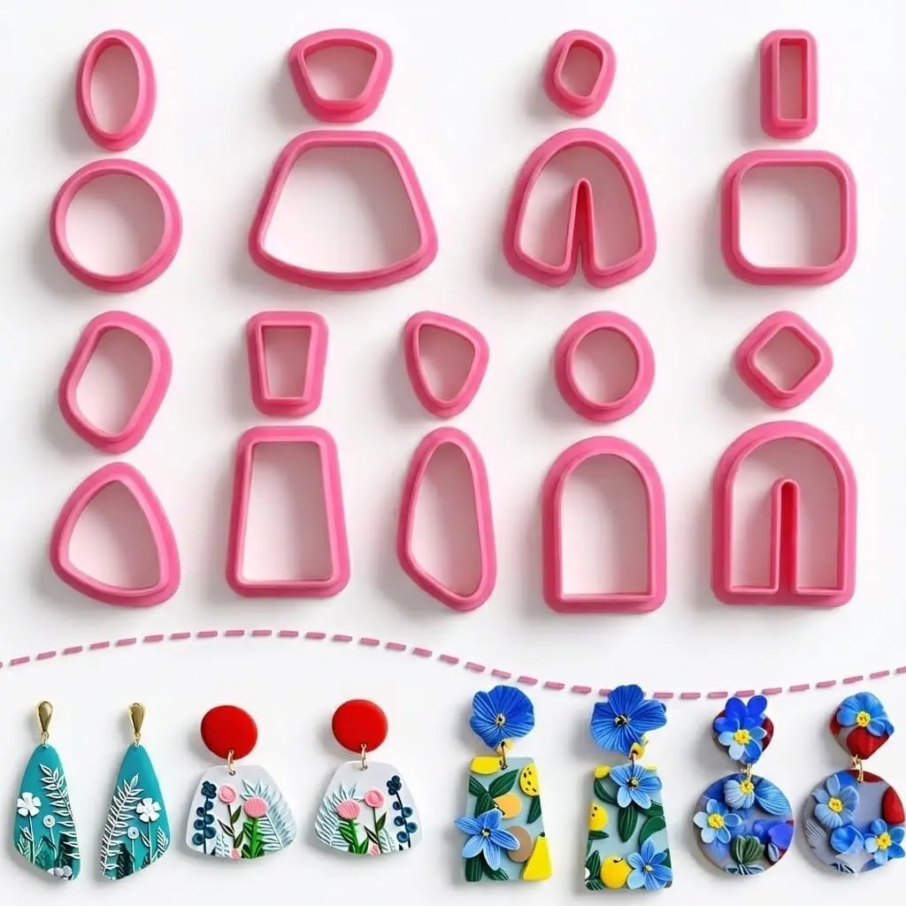 18 count Polymer Clay Cutters, Clay Cutters for Polymer Clay ,  Polymer Clay Cutters, Clay Earrings Cutters,Comfortable Earring ,Christmas Tools  Printer Spring mom cortadores