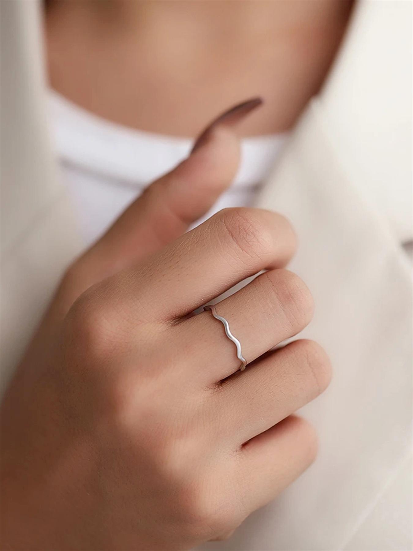 925 Sterling Silver Simple Style Plain Color Ring, Band Ring, Adjustable Ring, Fashion Accessories for Women & Girls, Trendy All-match & Exquisite Jewelry for Birthday Gift