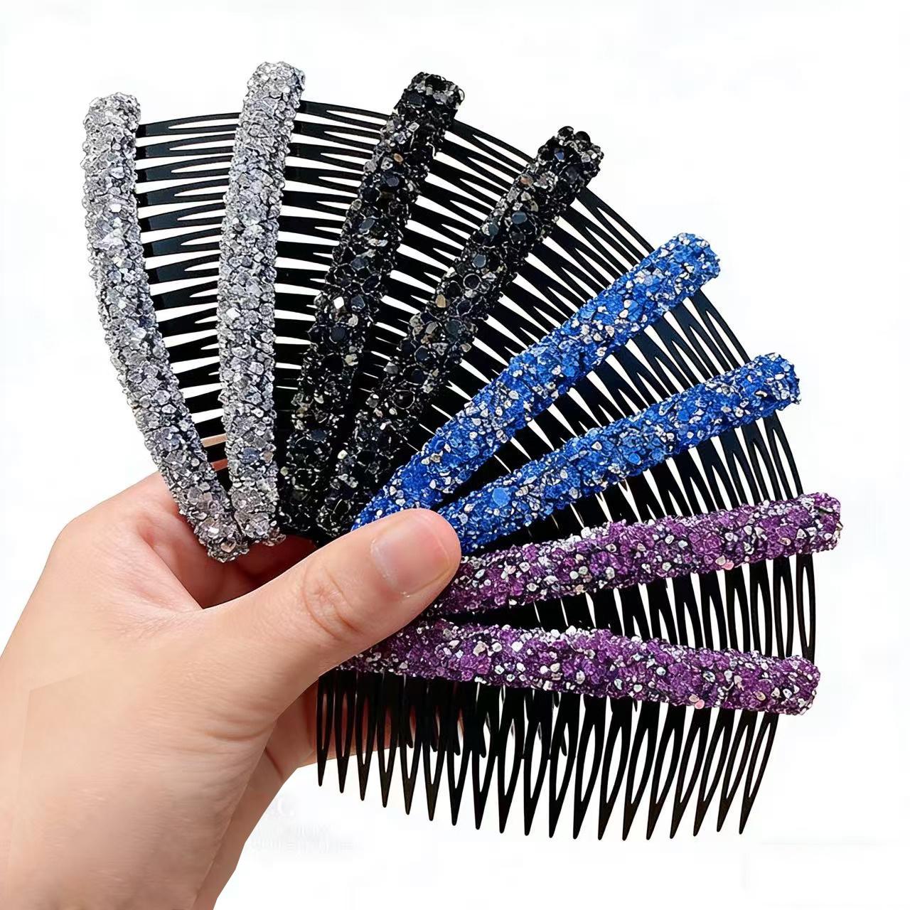 8pcs Large Retro Full Rhinestone Hair Combs Suitable for Lazy People, Anti-Slip Bangs Comb & Back of Head Hairpin for Volume, Instant Volume Boosting for Normal & Relaxed Hair, -Free Daily Styling Tool for Messy Hair