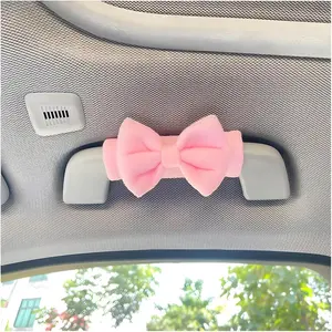 Car Inside Roof Handle Cover, Cute Bow Anti-Scratch Vehicle Inner Front Rear Door Pull Handle Protector, Auto Interior Grip Gloves Decor Accessories, Universal SUV RV Truck (Pink)