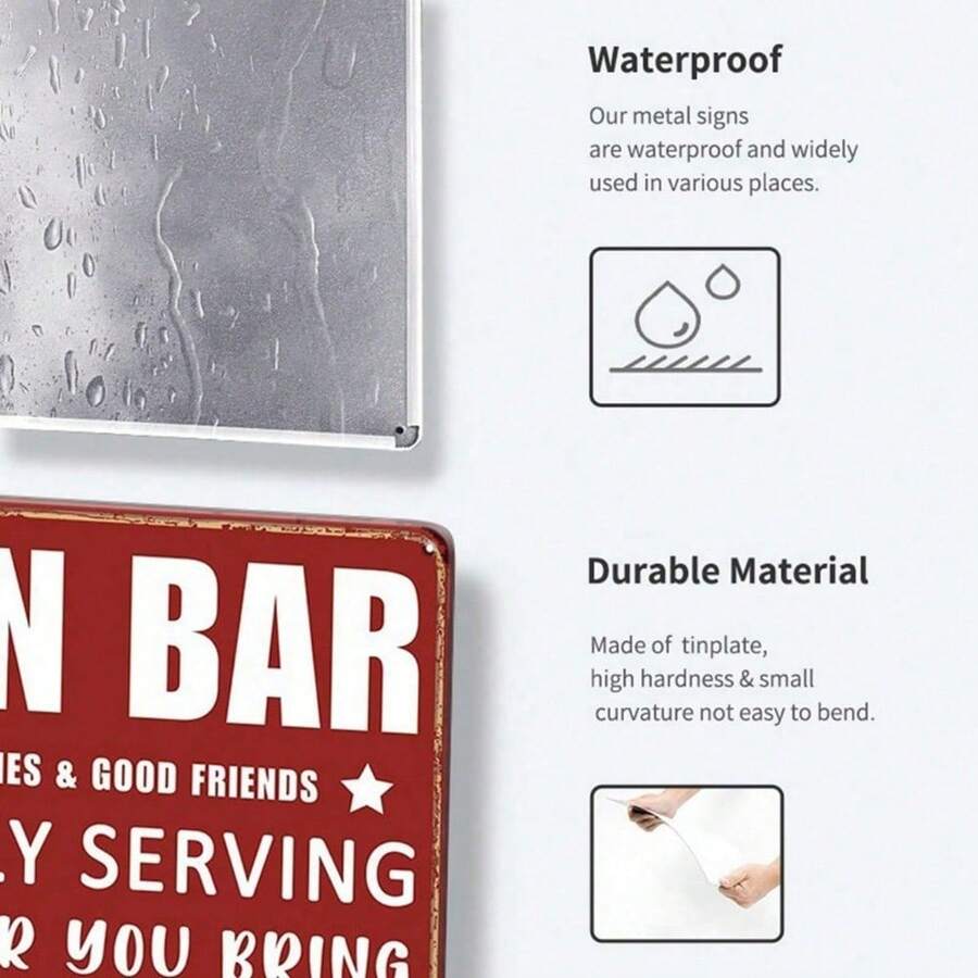 Funny Vintage Bar Metal Tin Sign - "Proudly Serving Whatever You Bring" 8x12 Inch Retro Wall Decor for Home Bar, Man Cave & Gifts