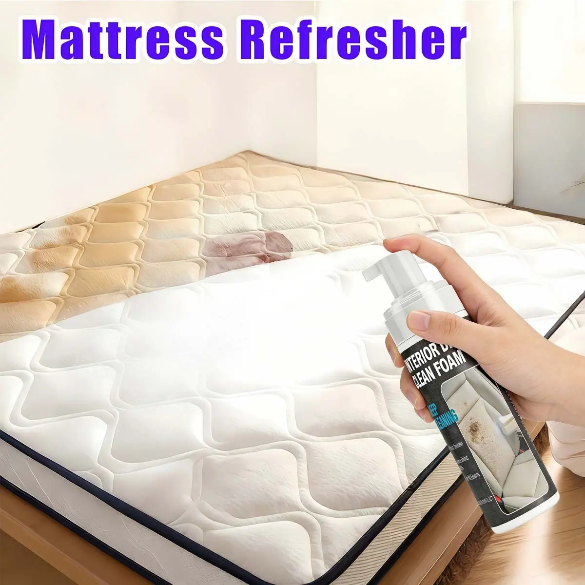 5.07oz Fabric and Upholstery Dry Cleaner, Multipurpose Stain Remover, Suitable for Sofas, Mattresses, Clothing, Carpets and Curtains, No Water Needed, Powerfully Penetrates and Breaks Down Stains, Safe Formula, Easy to Use