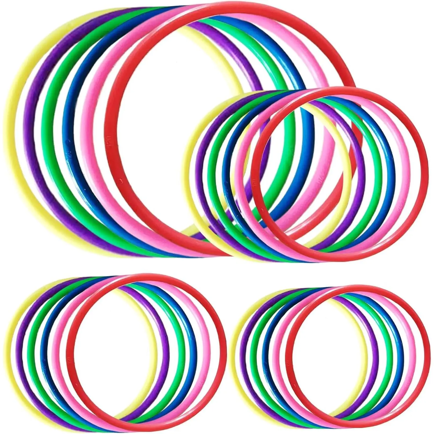 24PCS 4 Sizes Plastic Ring Toss Game Set - Outdoor Yard Games for Family Party, Speed & Agility Training Toys for Kids Adults - Includes Carnival Birthday Bridal Shower Party Favors (Colors May Vary)fidget toys