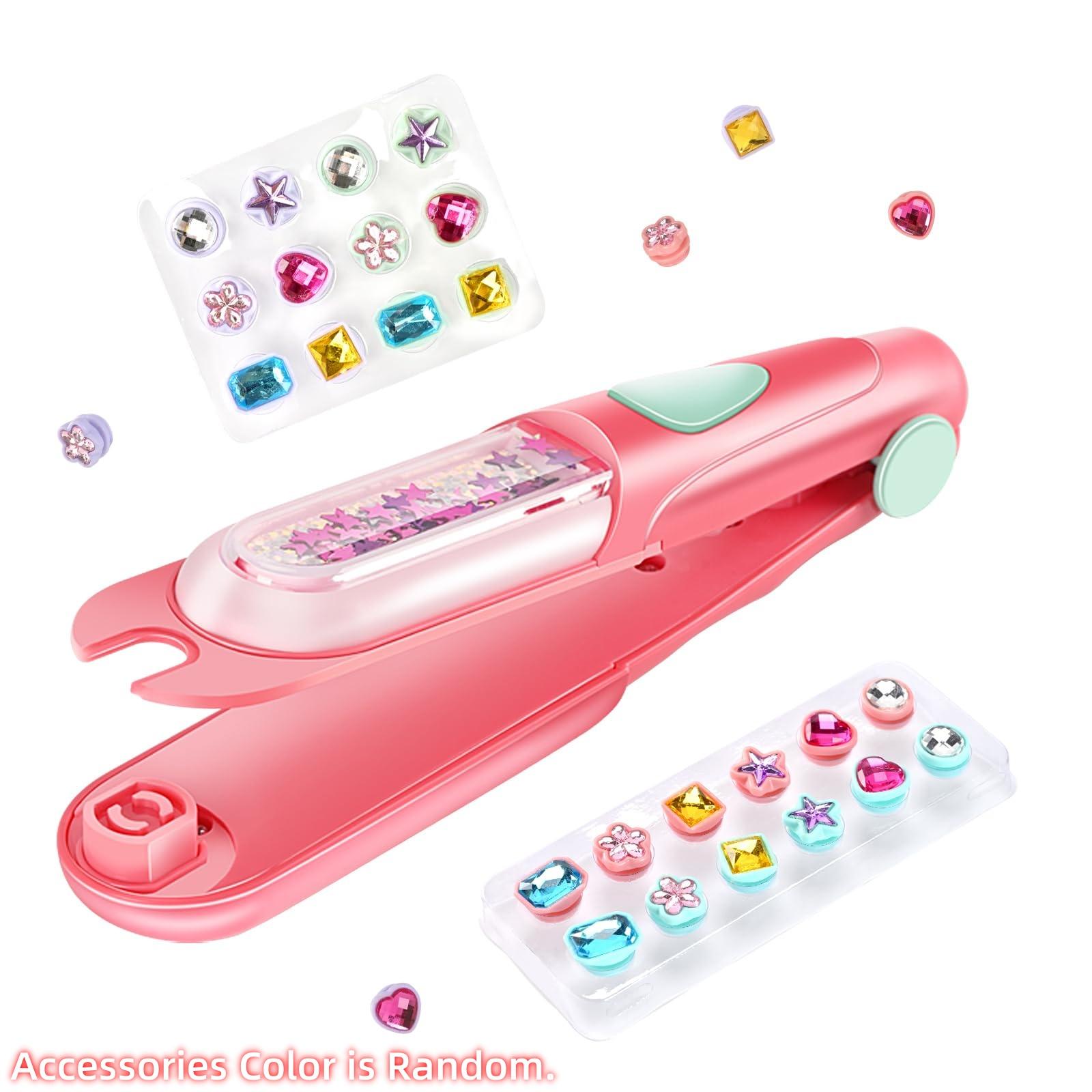 Hair Gem Stamper Kit with Reusable Shiny Rhinestones, Heatless Hair Styling Tool for Girls