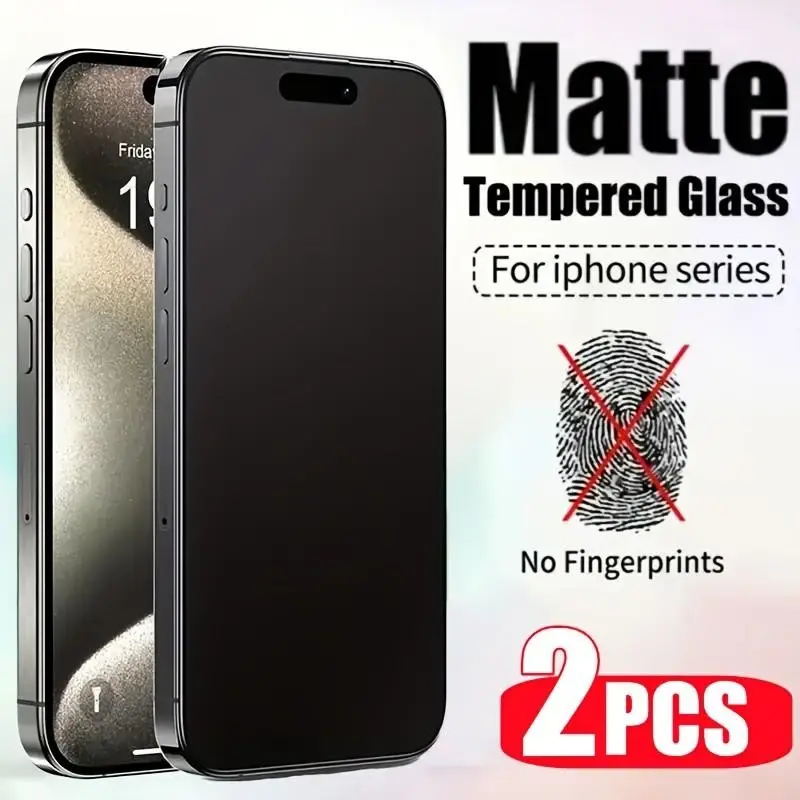 2-Pack Matte Anti Peep Tempered Glass Screen Protector for iPhone 14/13/12/11/15 Pro Max/16 Plus, Privacy Design, Customized Case Type